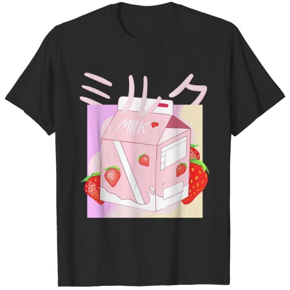 Kawaii Strawberry Milkshake Japanese Graphic T-Shirt Anime Lover Fan Gift Tee